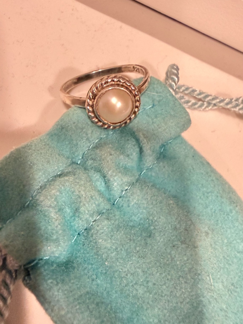Sterling Silver Pearl Ring in White